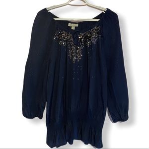 Dressbarn Navy blue sequin top Sz XL